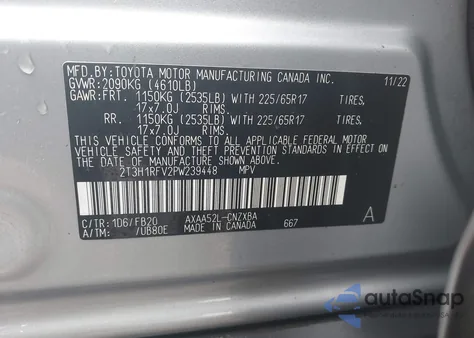 2023 Toyota Rav4 Le from USA, damaged, VIN 2T3H1RFV2PW239448